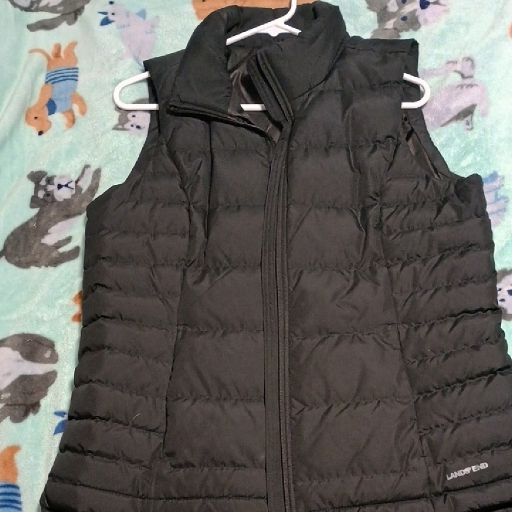 Lands' End Black Quilted Vest